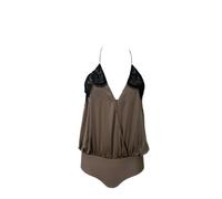 Cami Donna Marrone Pewter Top V-Neck #919 XS NWT