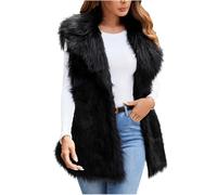 Cami Tank Abiti Termici per le Donne Autunno Inverno Senza Maniche Dolcevita Pelliccia Sintetica Pleather Giacca Abiti Donna 2024, I-820 Nero, 3XL
