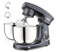 Camic Robot da cucina con display a LED, regolazione del tempo, impastatrice con gancio per impastare, frusta a percussione, 10 livelli, 2 ciotole in acciaio inox da 4 l + 5 l, per impasto, pane