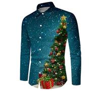 Camica di Natale da Uomo, Camicie Natalizie Uomo Xmas Outfit Christmas Tops Uomo Camicetta Divertente Stampa Camica Uomo Elegante Manica Lunga Divertenti Camicie da Uomo per Natale Costume Natale Uomo
