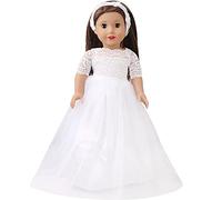 CAMICALMI Vestiti per bambole Abito da sposa bianco con pizzo per American Girl Doll 45,7 cm con fascia