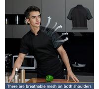 Camice da chef traspirante a maniche corte, design a maniche in rete, confortevole, adatto per chef, cucina, cottura, panificio, hotel, ristorante, catering, divisa a maniche corte estiva L,M,S,XL,XS,