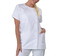 Camice da laboratorio a maniche corte unisex, senza colletto, bianco, in misto cotone, per personale clinico, taglie dalla XXS alla 6XL (2XL bianco)