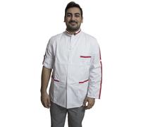 Camice da Lavoro CASACCA Corto Collo Coreano Inserti Rossi Uomo