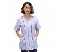 Camice da Lavoro Donna, Casacca con Zip, per Pulizie, Estetista, Parrucchiera, Maestra d'Asilo, (IT, Testo, XXL, Regular, Regular, Glicine)