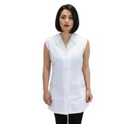 Camice da lavoro donna,giromanica,casacca per operaia,Maestra, Imprese Pulizia, Grembiule per fruttivendolo,gastronomia (XXL, Bianco riporto grigio)