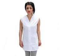 Camice da lavoro donna,giromanica,casacca per operaia,Maestra, Imprese Pulizia, Grembiule per fruttivendolo,gastronomia (XL, Bianco riporto grigio)