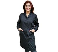 Camice da Lavoro Donna,Nero,Made in Italy,Lungo,No Stiro (S=44-46, Nero)