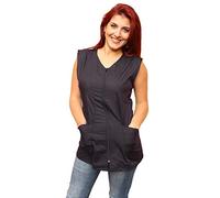 Camice da Lavoro,Nero,con Zip,da Donna,Giromanica,Smanicato,Estetista,Parrucchiera,Cuoca,Banconista,No Stiro,Made in Italy,Misto Cotone (XS, Nero)