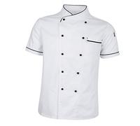 Camice Da Unisex Professionale Uniformi per Hotel Cafe Manica Corta, bianca, M