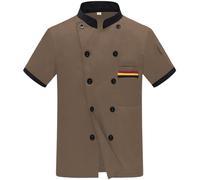 Camice da Uomo Estive - Camicia Uomo Coreana, Camicia da Cuoco per Uomo Doppiopetto Elegante da Cucina Comoda E Resistente per Tutte Le Stagioni con Colletto Alto (Coffee 4XL)