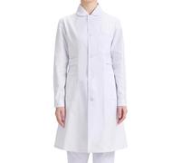 Camice Donna Uomo Maniche Lunghe Polsini Elastici Cotone Poliestere Resistente Lavabile Unisex Lunghe con Tasche e Bottoni per Studenti Chimica Liceo Scuola Superiore per Infermiera (White-6, M)
