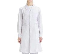 Camice Donna Uomo Maniche Lunghe Polsini Elastici Cotone Poliestere Resistente Lavabile Unisex Lunghe con Tasche e Bottoni per Studenti Chimica Liceo Scuola Superiore per Infermiera (White, S)