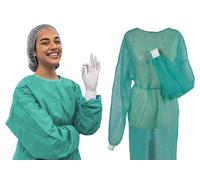 Camice in tessuto non tessuto, ca. 130 c155 cm, 50 pezzi, con protezione extra per polsini monouso, facile da usare, colore verde