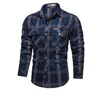 Camice Lavoro Uomo, Camicia a Maniche Lunghe Button Down Giacca Militare Classica Cappotto Leggero Giaccone Casual Shirts con Tasca vestibilità Regolare Camicie da Uomo per attività All'aperto