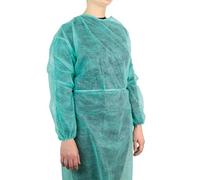 CAMICE MONOUSO VERDE IN TNT NON STERILE, conf. 30 pz CAMICE DA LAVORO O PER VISITATORE USA e GETTA, CON CHIUSURA POSTERIORE E POLSINO ELASTICO