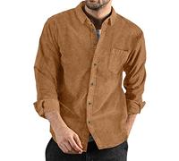 Camice Uomo - Camicia Estiva Uomo, Camicie di Velluto A Coste Autunno Inverno Camicie Leggere con Bottoni A Tinta Unita Casual A Maniche Lunghe (Brown L)