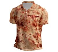 Camice Uomo Estive Camicia Cotone Uomo Camicia Maniche Corte con Bavero Bottonato Stampa Artistica Effetto Pittorico Design Vintage per Feste Ideale per Locali Notturni e Halloween