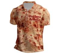 Camice Uomo Estive Camicia Cotone Uomo Camicia Maniche Corte con Bavero Bottonato Stampa Artistica Effetto Pittorico Design Vintage per Feste Ideale per Locali Notturni e Halloween