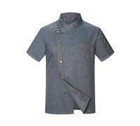 Camice Uomo Estive - Camicia Uomo Estive, Giacca da Cuoco Unisex Abbigliamento da Cuoco Hotel con Maniche Lunghe E Bottoni Rossi A Contrasto Giacca da Cuoco per Uomo E Donna (Grey 3XL)