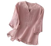 Camicetta a Righe da Donna Maglietta Sottogiacca Donna Maniche Corte Scollo Tinta Unita Stile Letterario Estiva Nuova Ricamata Lino Tops Elasticizzata Divertenti Sportivi Ufficio