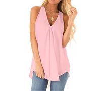Camicetta allentata in chiffon tinta unita da donna Camicie senza maniche casual con scollo a V Top eleganti Top estivi da donna Gilet casual in chiffon Canotta allentata di colore solido per le donne