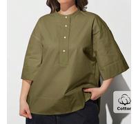 Camicetta ampia in tessuto charmeuse confortevole e delicata sulla pelle, con scollo tondo e maniche a pipistrello corte, stile moderno e urbano, adatta per l'ufficio e il tempo libero. Design essenzi