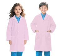 Camicetta bianca per bambini, camicetta chimica in cotone per bambini, camicette da laboratorio Lycee per bambina, a maniche lunghe, camicette mediche con 3 tasche per studenti universitari e scienze