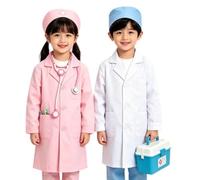 Camicetta bianca per bambini in cotone,Costume di scienziato,Laboratorio a maniche lunghe mediche per bambini, camicetta da laboratorio, per Halloween Cosplay Giochi, bianco, 5-6 Anni
