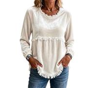 Camicetta casual da donna a maniche lunghe con vestibilità ampia, Albicocca