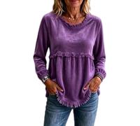 Camicetta casual da donna a maniche lunghe con vestibilità ampia, Viola, M