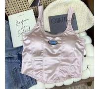 Camicetta Chic Con Coppa Intima Tricot Casual Top Corto Moda Y2K Per Donne NUOVO