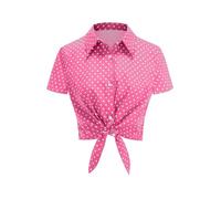 Camicetta da donna a maniche corte con bottoni frontali a pois con vestibilità su misura per lo stile quotidiano, camicetta versatile per giorni casual, eventi, viaggi e serate