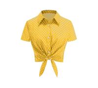 Camicetta da donna a maniche corte con bottoni frontali a pois con vestibilità su misura per lo stile quotidiano, camicetta versatile per giorni casual, eventi, viaggi e serate