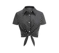 Camicetta da donna a maniche corte con bottoni frontali a pois con vestibilità su misura per lo stile quotidiano, camicetta versatile per giorni casual, eventi, viaggi e serate