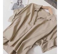 Camicetta da donna a maniche corte elegante colletto rovesciato S-2XL (cachi M)