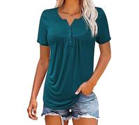 Camicetta da donna a maniche corte, tinta unita, top da donna, taglie forti, a maniche corte, casual, taglie dalla M alla 5XL, abbigliamento per la vita quotidiana, regali di Natale, Verde menta, 4XL