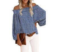Camicetta da Donna a Maniche Lunghe con Spalle Scoperte Maglietta T-Shirt con Spalle Scoperte Pullover Camicetta Casual Tunica Top Camicette Top Sexy Chiffon Manica a Lanterna Maglietta