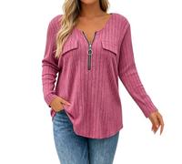 Camicetta da Donna a Maniche Lunghe in Maglia a Coste con Cerniera a Un Qua | Maglioni Scollati Donna Sottogiacca Girocollo Slim Cintura Retro Matto Scheletro Stampata Cardigan Monocromatiche Felponi