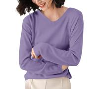 Camicetta da donna a maniche lunghe in tinta unita top da donna con scollo a V maglione a maniche lunghe in tinta unita con una camicia di base primavera autunno maglione allentato top vestiti per la