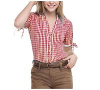 Camicetta da donna a quadri, Oktoberfest da donna, a maniche corte, stile medievale, camicetta tradizionale bavarese, camicetta a maniche corte, estiva da donna, per la città, il paese, senza tempo