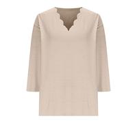 Camicetta da donna autunno inverno basic scollo a V tunica top per leggings comodo tinta unita lounge top elegante casual maglietta allentata manica 3/4 camicia vacanza, 03 beige., M