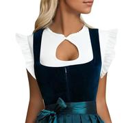 Camicetta da donna bianca Dirndl camicetta da donna a maniche ad ali, elegante camicetta tradizionale Dirndl da bottone, camicetta tradizionale bavarese con volant, camicetta in pizzo bavarese per