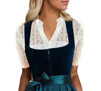 Camicetta da donna bianca Dirndl camicetta da donna in pizzo, elegante camicia Dirndl con scollo a V, camicetta tradizionale bavarese per Oktoberfest