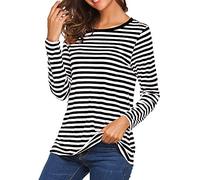 Camicetta da donna casual a righe a maniche lunghe da spiaggia magliette girocollo primavera underscrub camicetta Y2K carino t-shirt trendy 2026 tunica elegante top estate lusinghiero festa base tinta