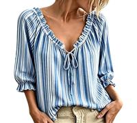 Camicetta da donna chic ed elegante a pois camicia manica a 3/4 scollo a V