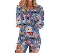 Camicetta da donna in caldo pile per interni ed esterni, per allenamento, termica, regalo di Natale, Blu, S