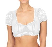 Camicetta da donna in pizzo Dirndl camicetta da donna, colore nero, elegante, a maniche a sbuffo, trasparente, per Oktoberfest