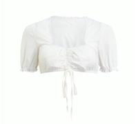 Camicetta da donna in pizzo, Dirndl, colore bianco, con scollo a V, con coulisse, elegante camicetta tradizionale bavarese, per Oktoberfest