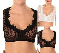 Camicetta da donna in pizzo, Dirndl, da donna, a maniche corte, con scollo a V, elegante, per costume tradizionale bavarese, per Oktoberfest